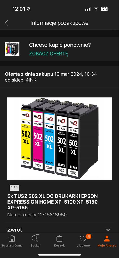 Tusze do drukarki epson 502 XL do drukarki EXPRESSION HOME xp-5100