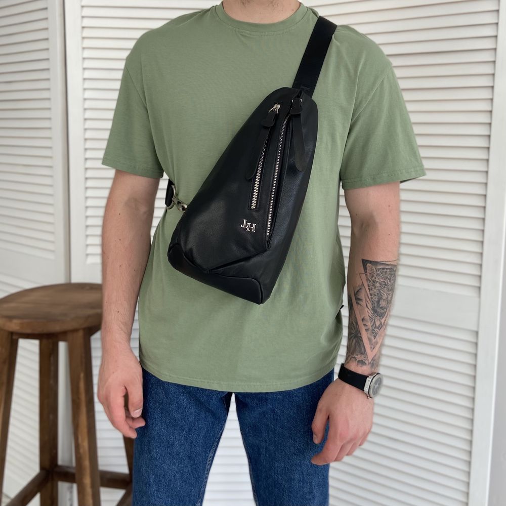 Чоловіча шкіряна сумка-слінг H.T. Leather мужская сумка- слинг