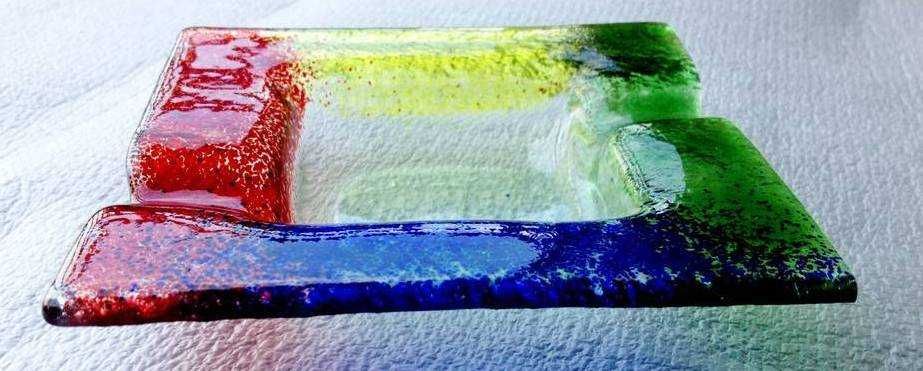 Świecznik, popielniczka wykonane metodą fusingu, recykling, handemade