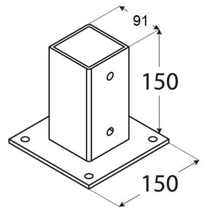 Podstawa słupa PRZYKRĘCANA do betonu pod belkę 90x90