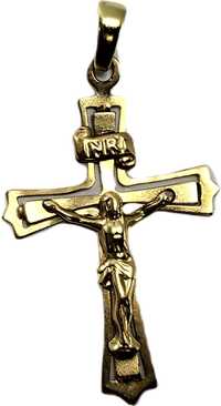 Zawieszka złoty krzyż z postacią Jezusa próba 585