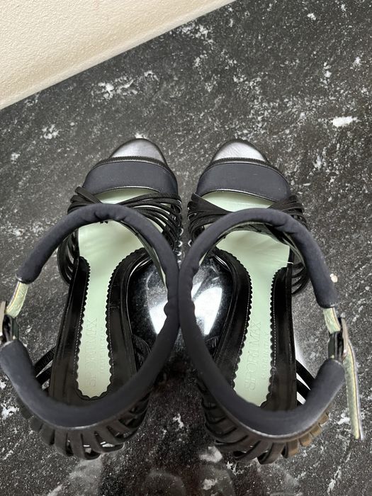 Szpilki skórzane letnie Sportmax czarne r.39 obcas 10 cm