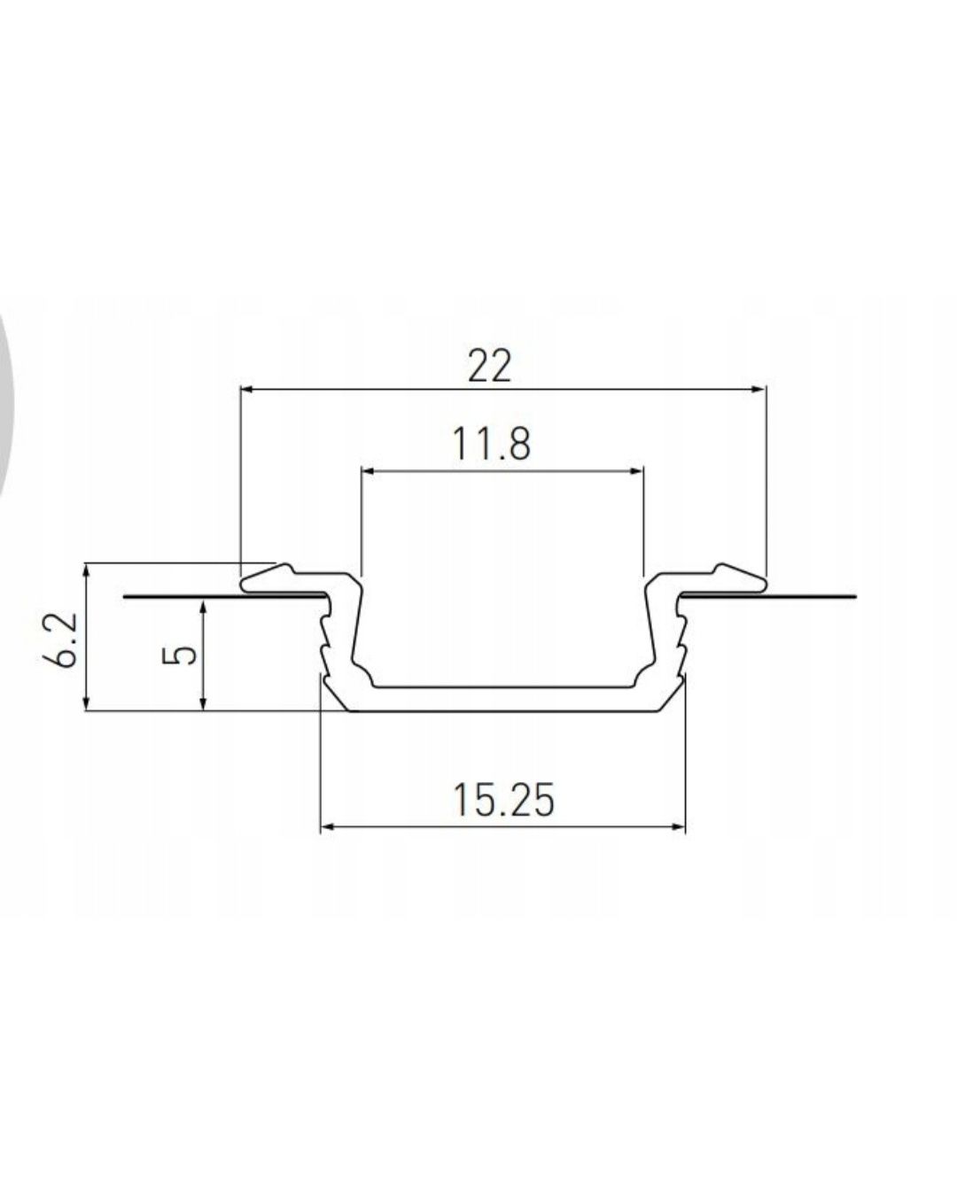 Profil aluminiowy LED wpuszczany, srebrny 2m + klosz mleczny