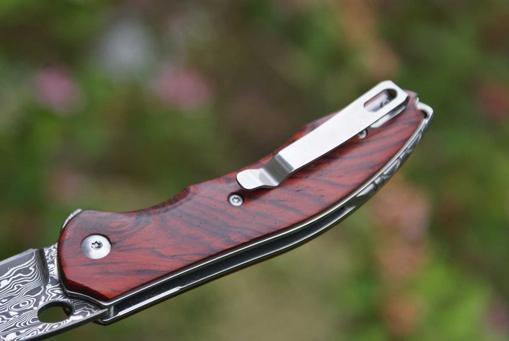 Nóż folder, damast, stal damasceńska stal VG 10, palisander model 2