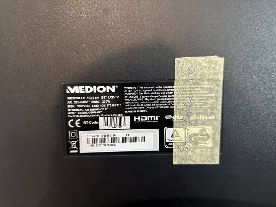 Телевізор Medion 65” – 4K UHD, Smart TV