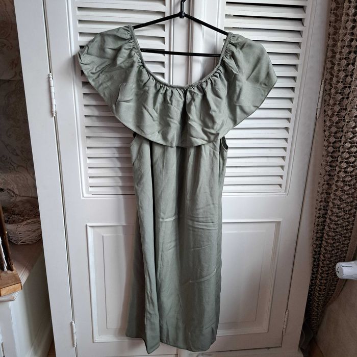 S M małe L piękna sukienka boho etno khaki luźna