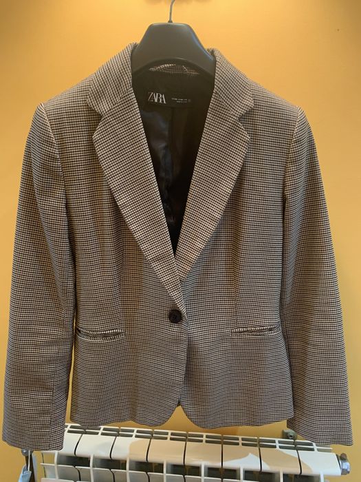 Blazer Zara tamanho 40 riscas castanho/bege/preto