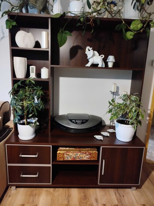 Zestaw mebli: komoda, witryna, biblioteczka