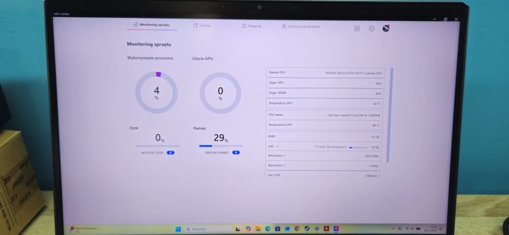 MSI Raider GE66 12UGS, i9-12900HK, RTX 3070 Ti 8GB, dysk 2TB, 32GB Ram