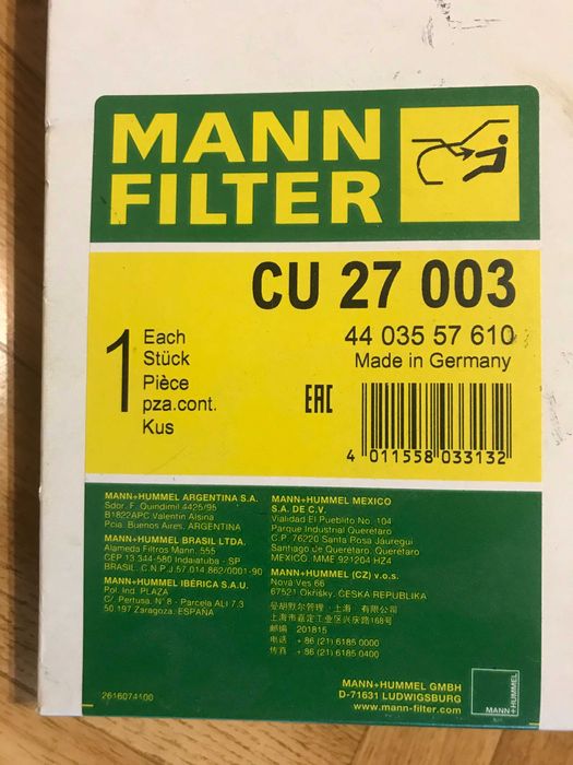 Фильтр салона, кабины Volvo Fh euro6