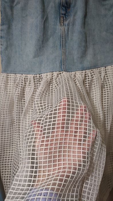 Джинсова спідниця з фатіном сіткою