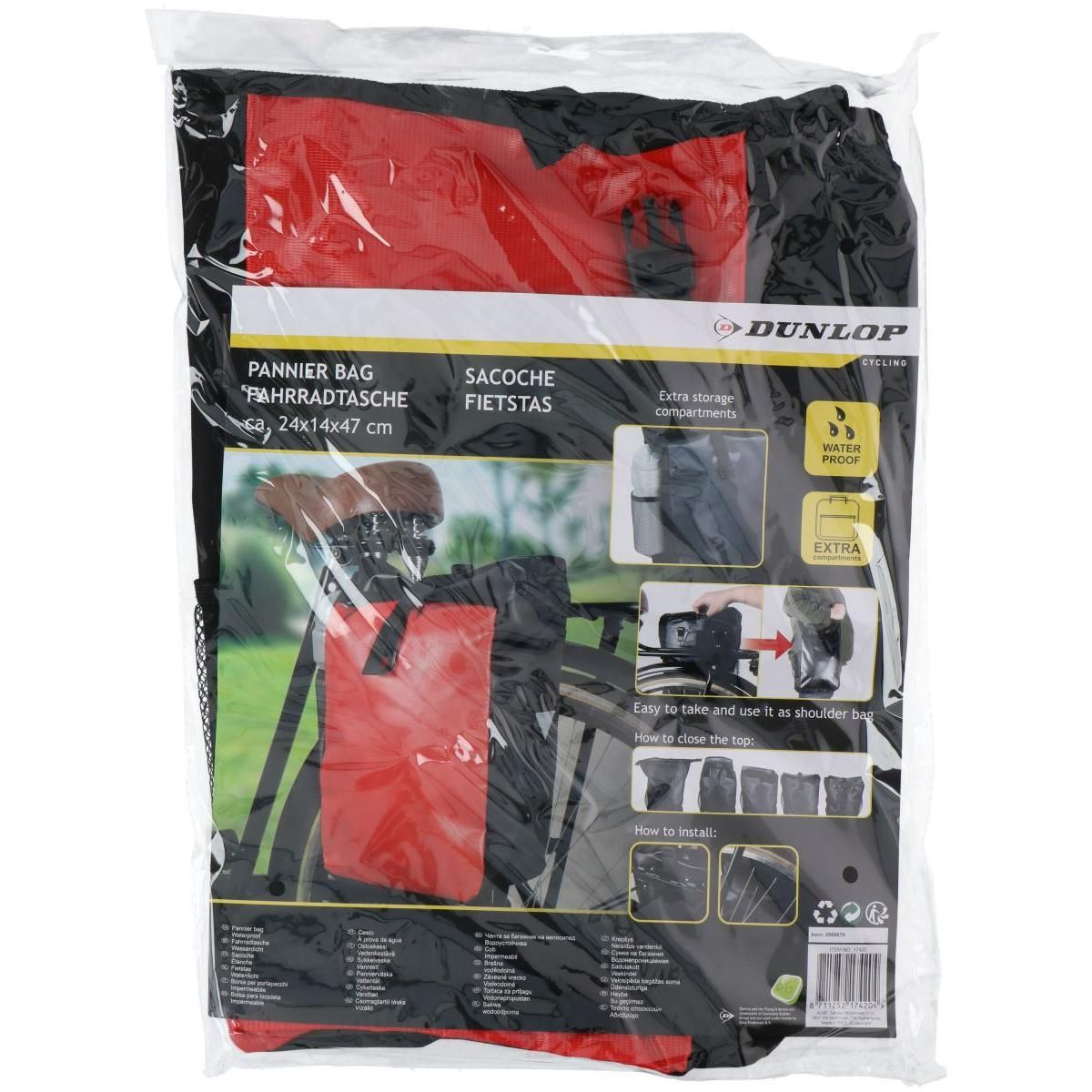 sakwa torba rowerowa wodoszczelna dunlop 15l czerwona