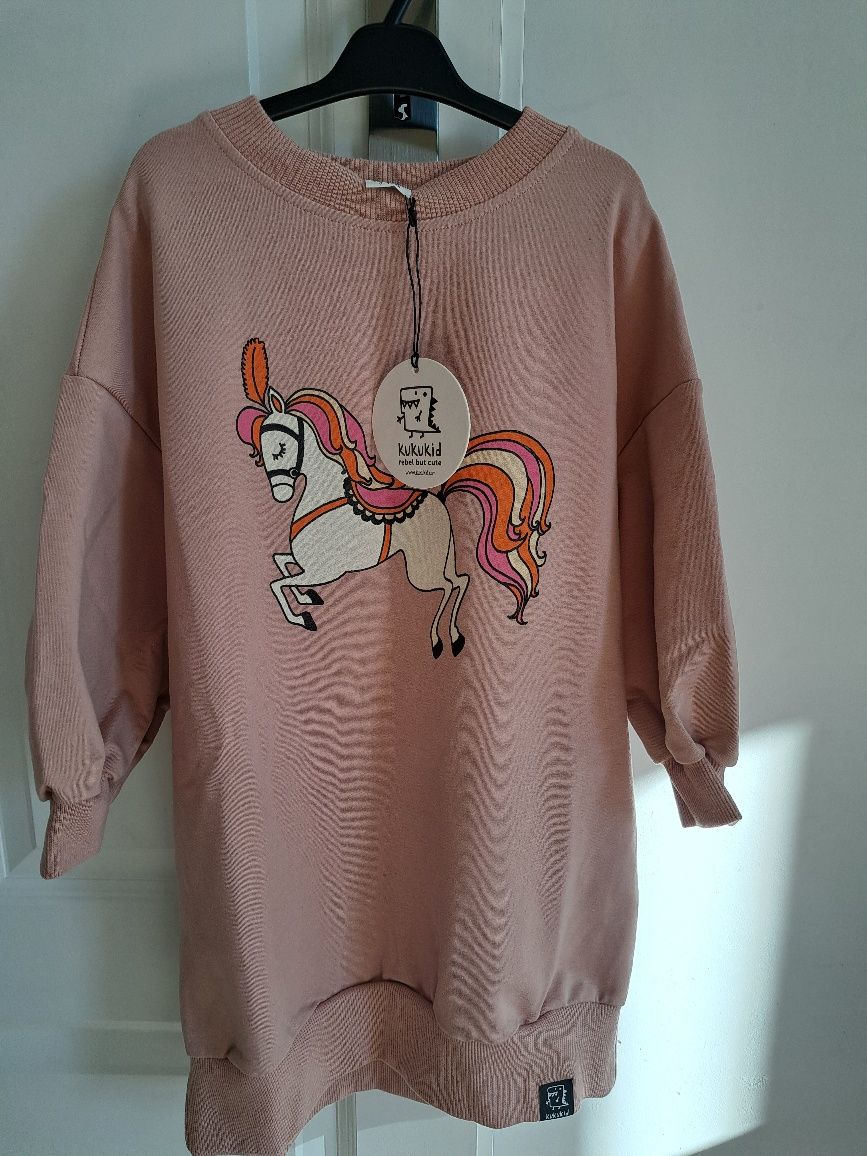 Bluza sukienka sweatshirt kukukid 98/104 koń pale horse
