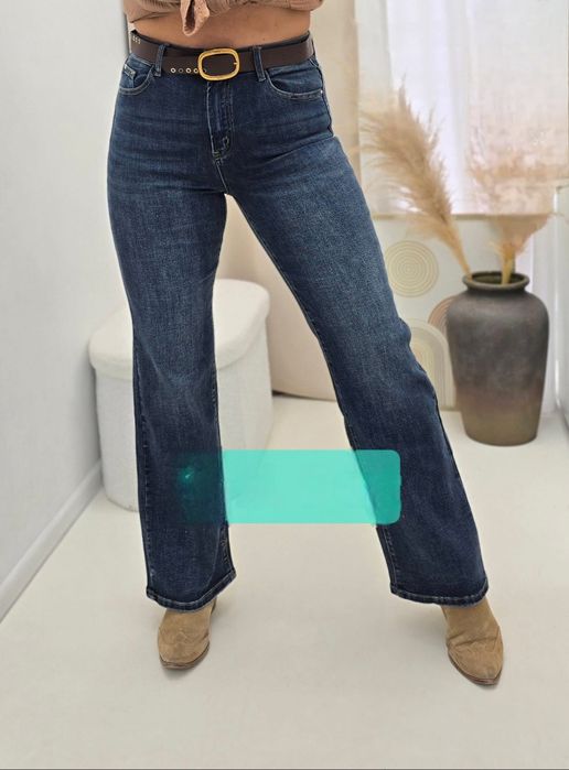 Spodnie damskie CLASSIC FLOW jeansowe granatowe M.Sara rozmiar S