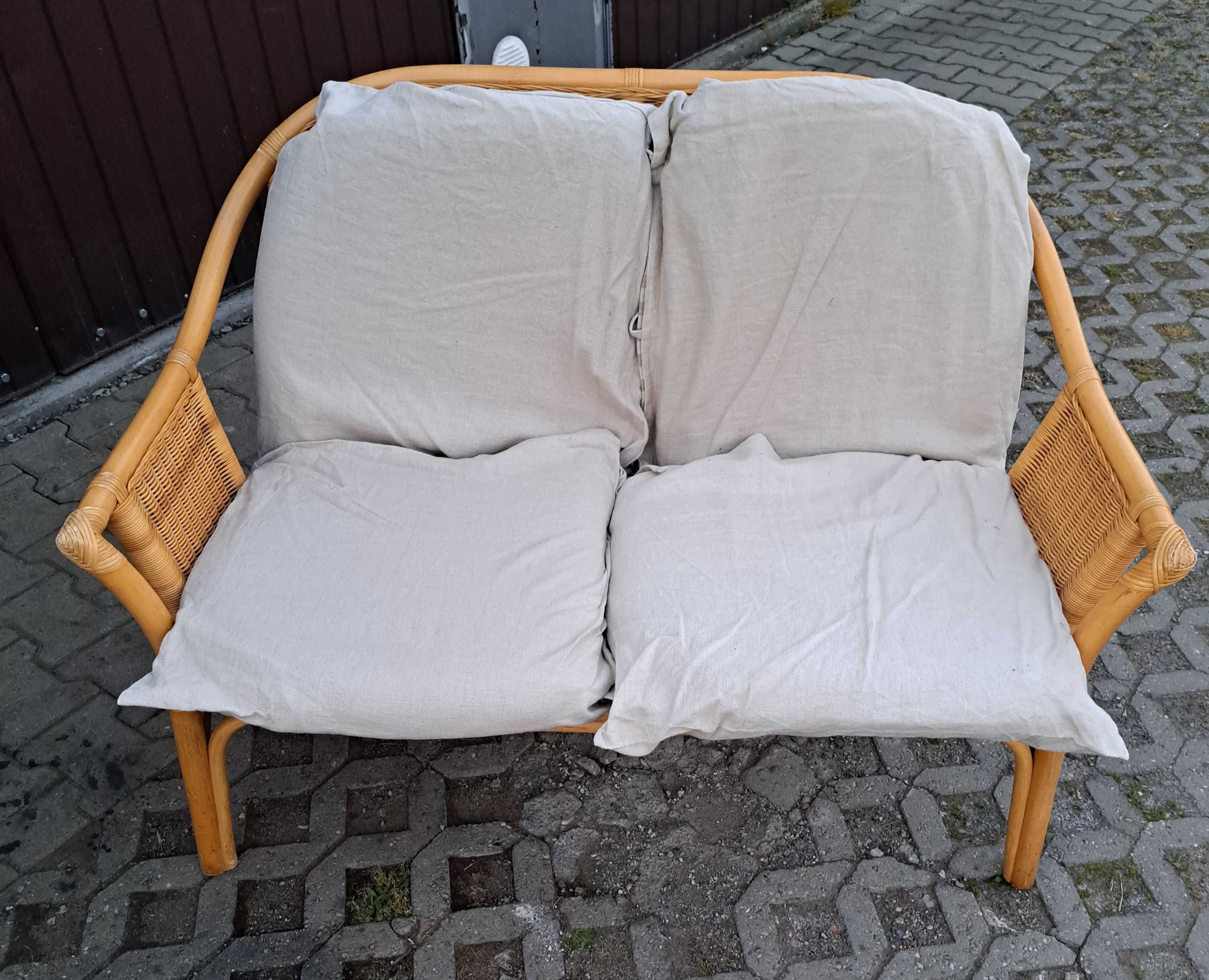Ławka rattanowa, rattan, poduchy, balkon, taras