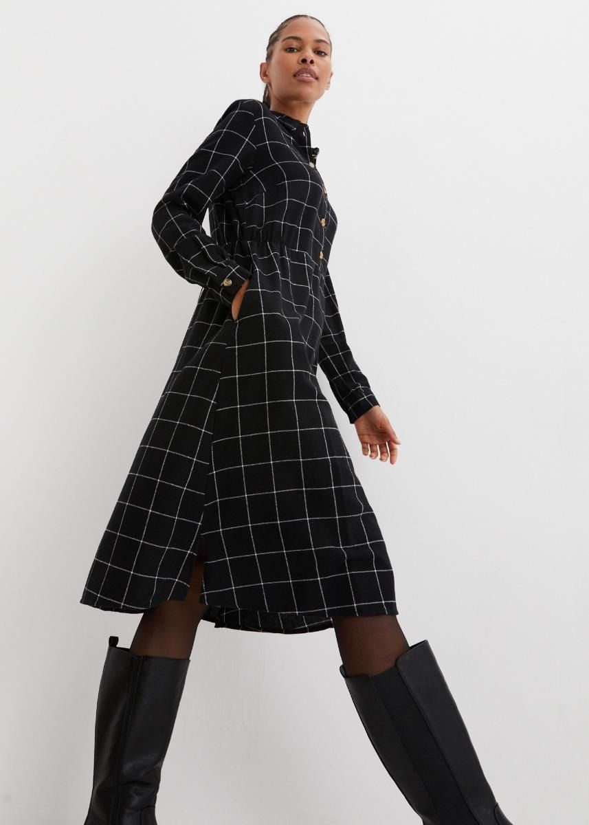 B.P.C sukienka flanelowa koszulowa w kratę midi r.56