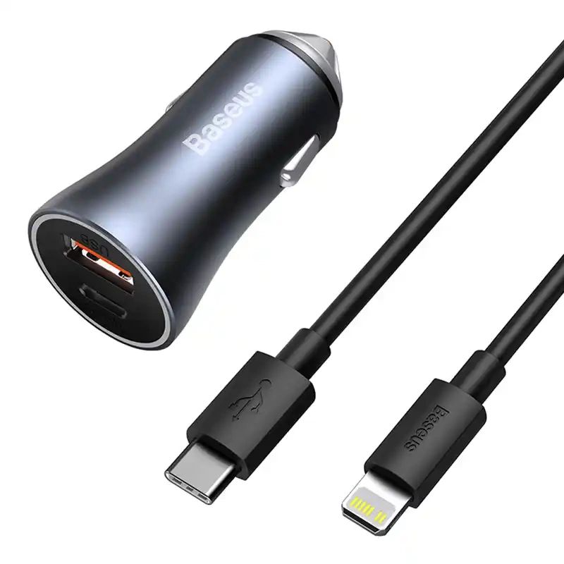 Ładowarka samochodowa Baseus Golden Contactor Pro, USB + USB-C, QC4.0+