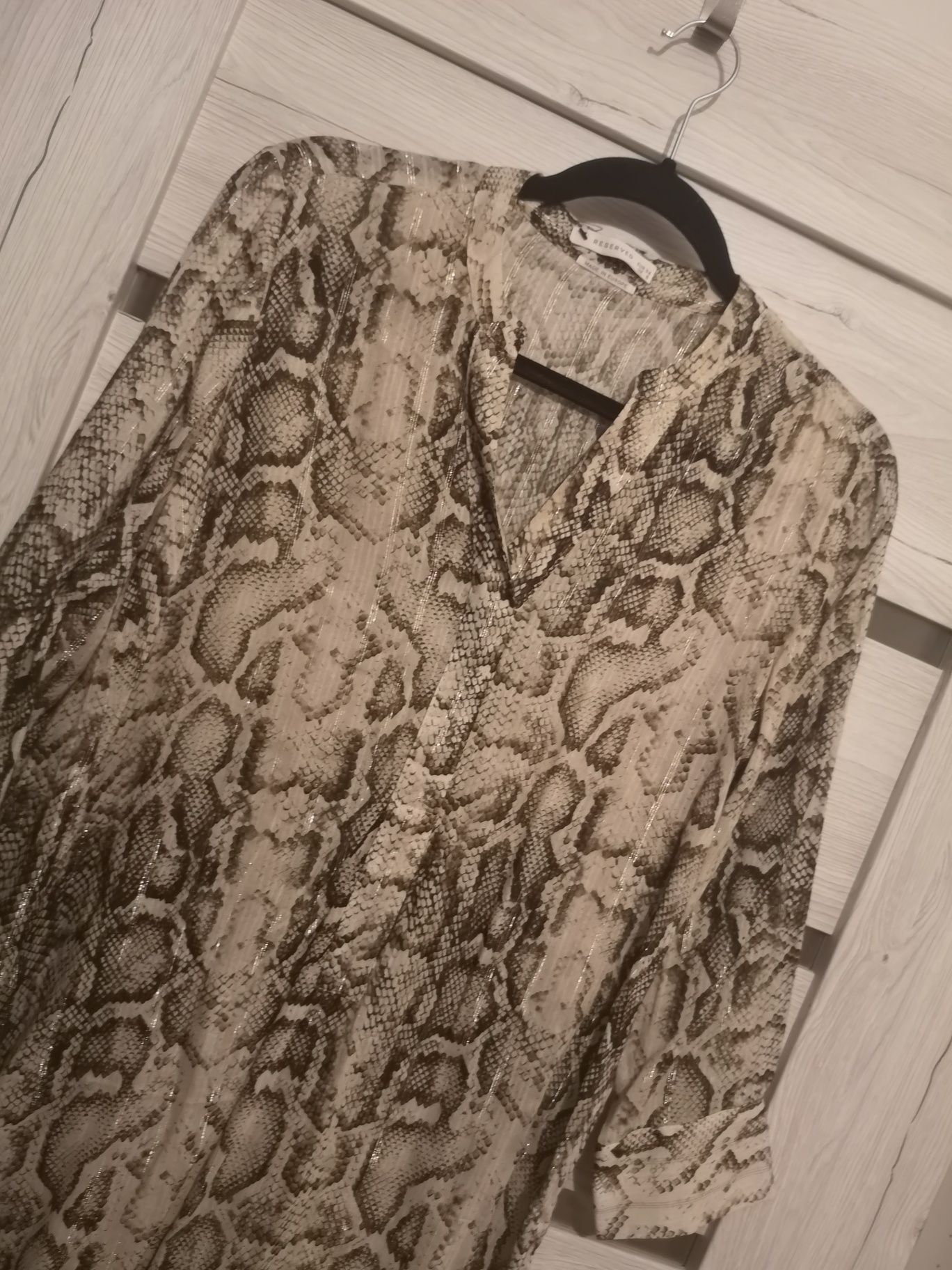 Reserved bluzka koszula tunika wzór print skóra węża