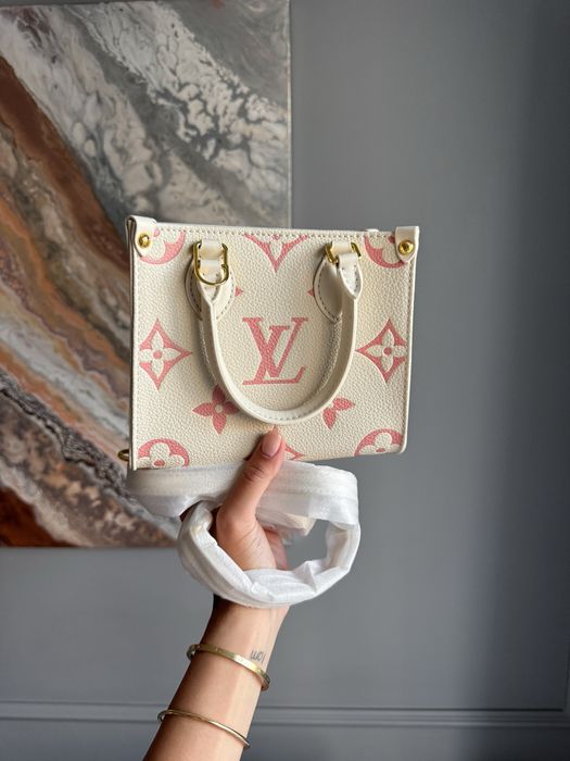 Сумка LV Louis Vuitton OnTheGo PM Giant Monogram Canvas Cream/Pink