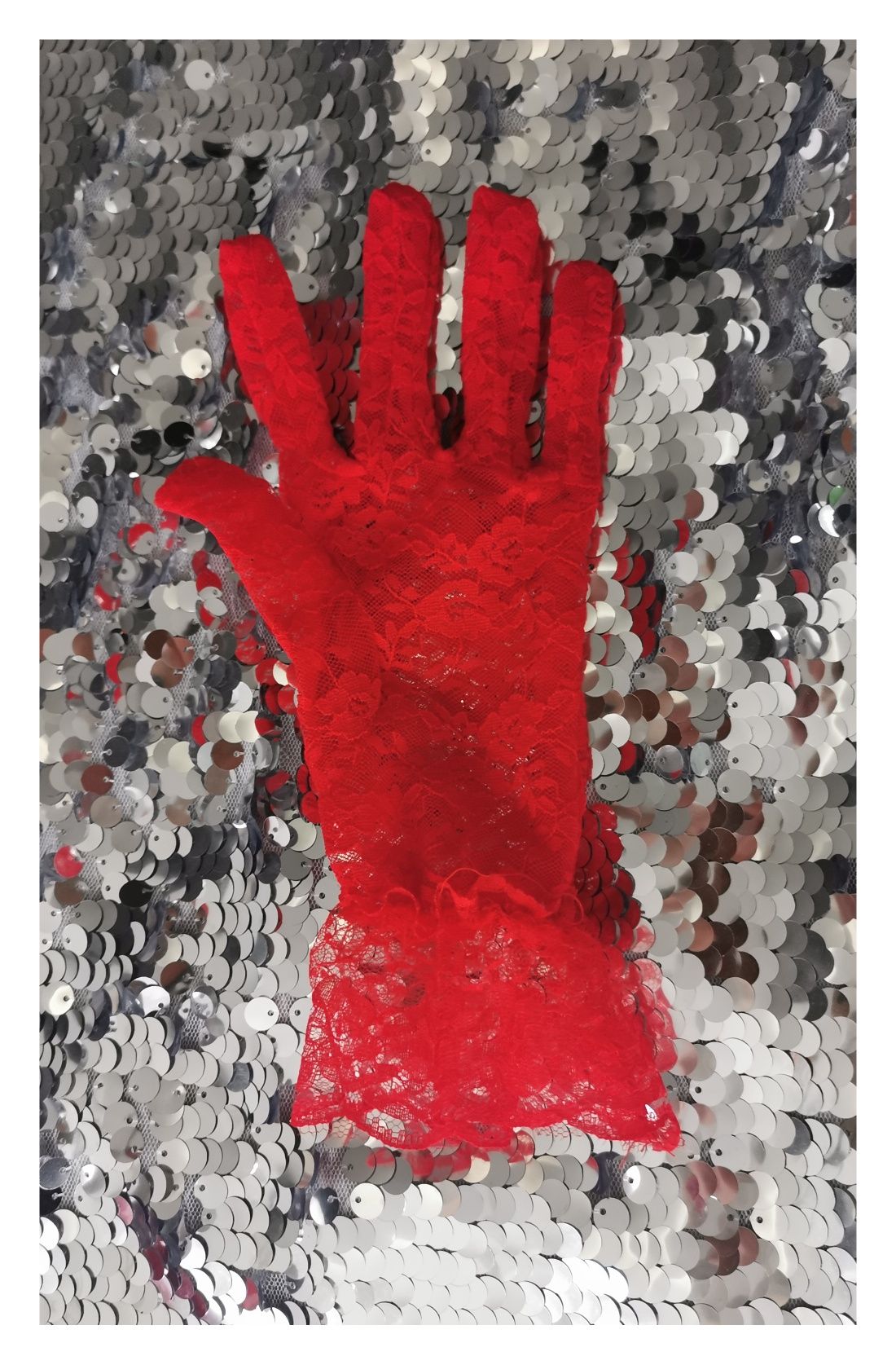 Koronkowe rękawiczki (S/36) #czerwone #kobiece #Christmas #mikolaj