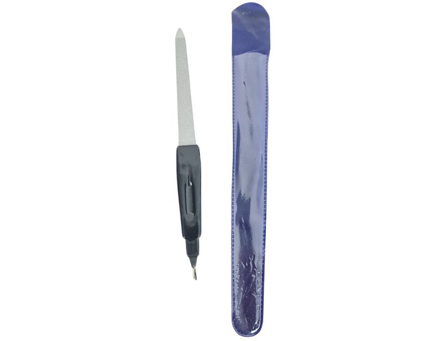 pilnik pilniczek do paznokci metalowy dwustronny szafirowy 17cm