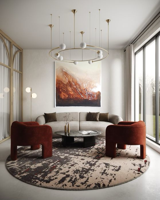 Obraz 3D minimal abstract art 120x110 brąz beż salon prezent