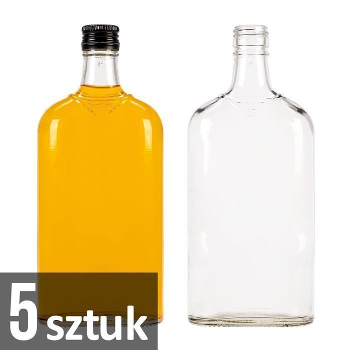 5x butelka PŁASKA 500 ml na nalewki sok z zakrętką