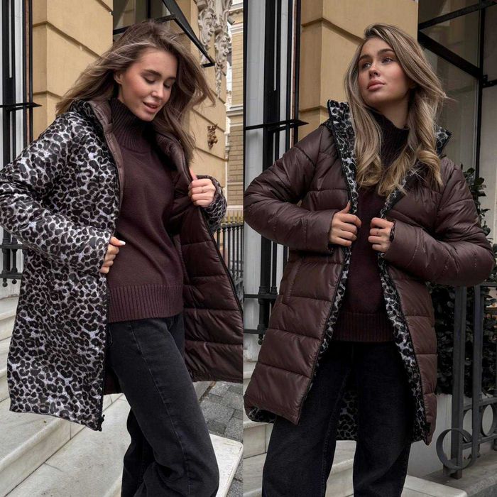 Куртка жіноча зимова двохстороння лео плащівка силікон 200