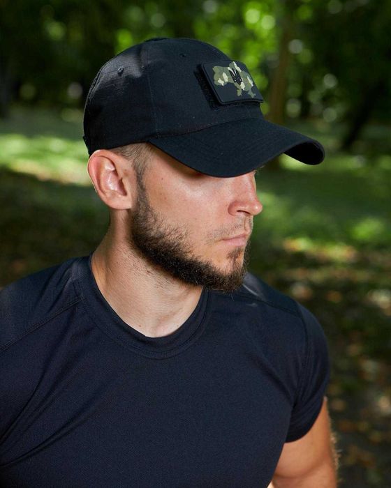 Тактична чоловіча літня бейсболка Кепка з липучкою Чорна для Поліції