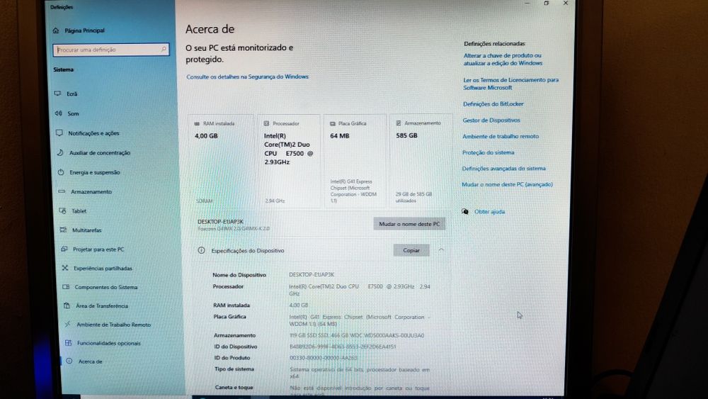 Computador Fixo Foxconn (Core2Duo/4GB RAM/SSD 120GB + HDD 500GB)