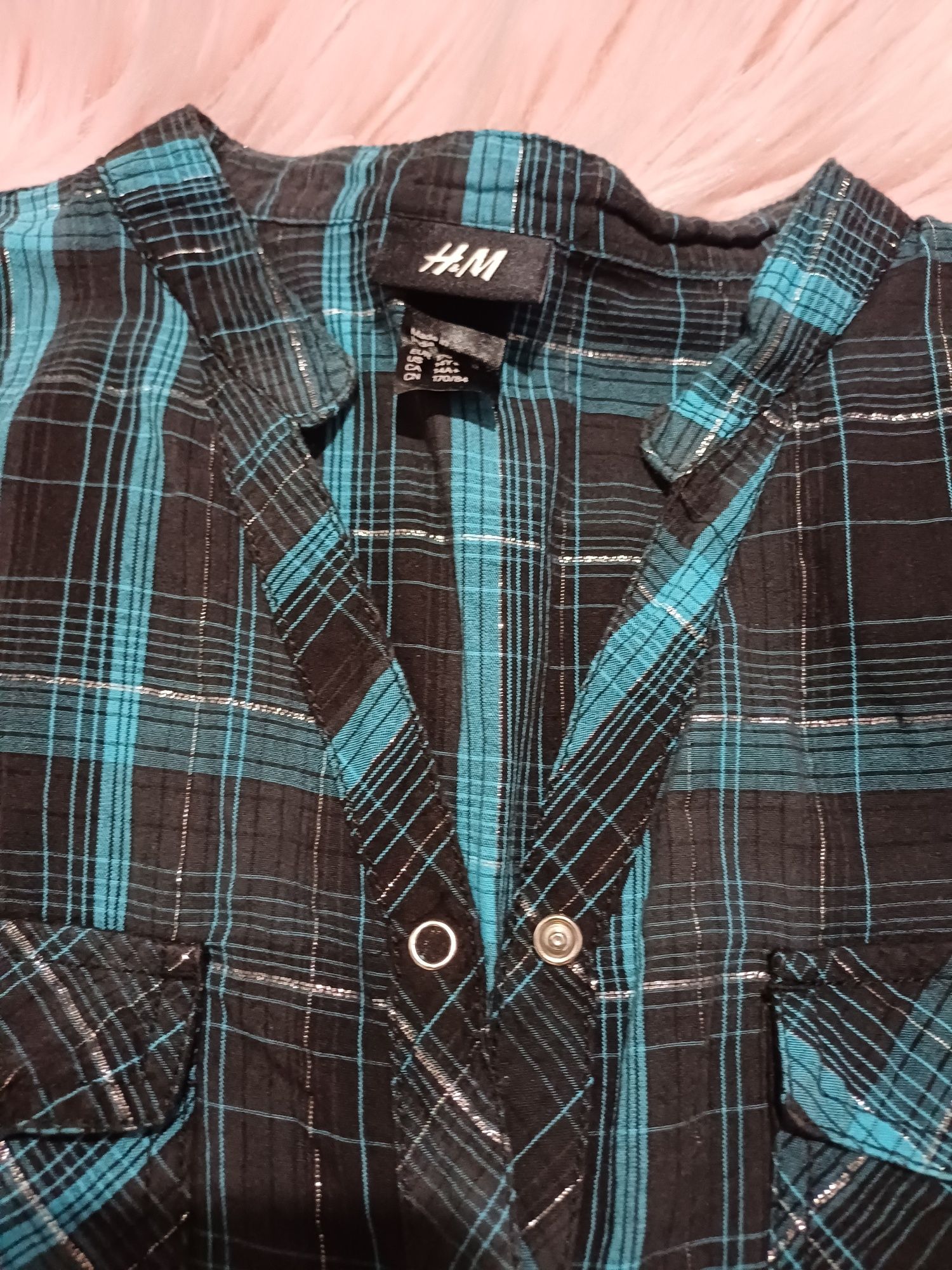 Koszula w kratę na zatrzaski 14 lat H&M