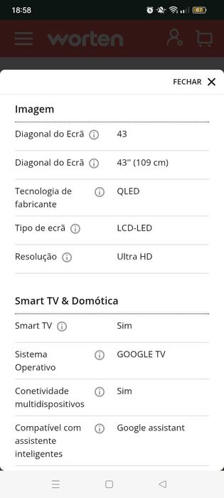 Televisão 43 " Smart Tech