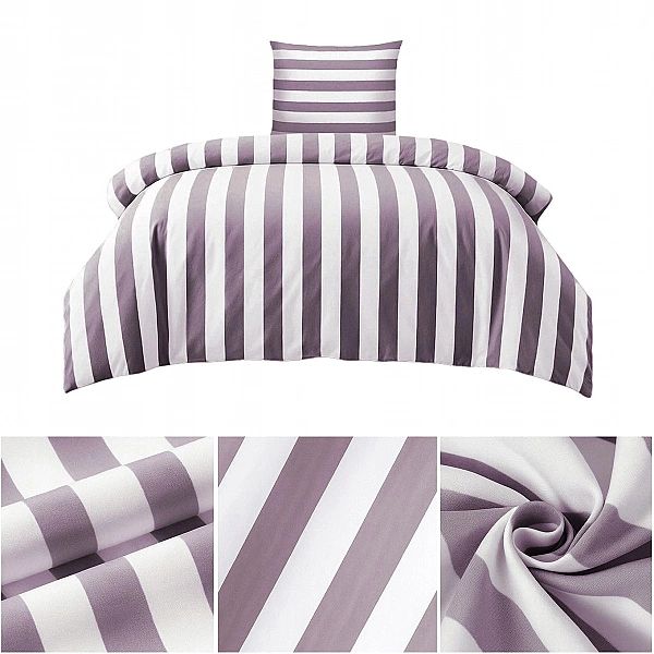 Pościel 140x200 MIKROFIBRA poszewka 70x80 KOMPLET Eusebia Home W PASY