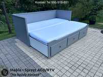 IKEA HEMNES Łóżko Leżanka z 3 szufladami, 2 materace, szare Transport