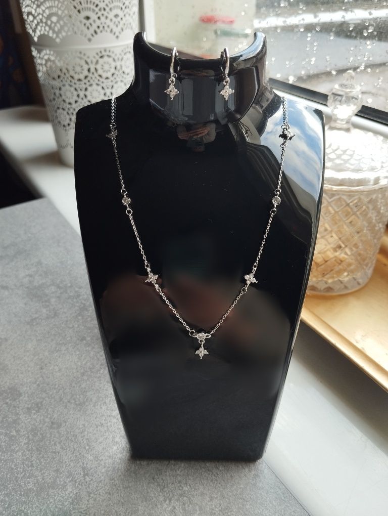 Komplet biżuterii YES łańcuszek celebrytka cyrkonie srebro 925