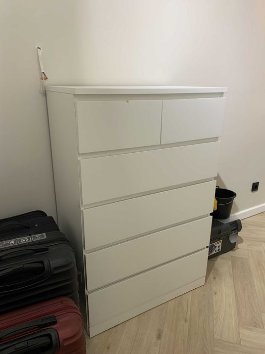 Komoda malm, szafka ikea, 6 szuflad, biały, 80x123 cm