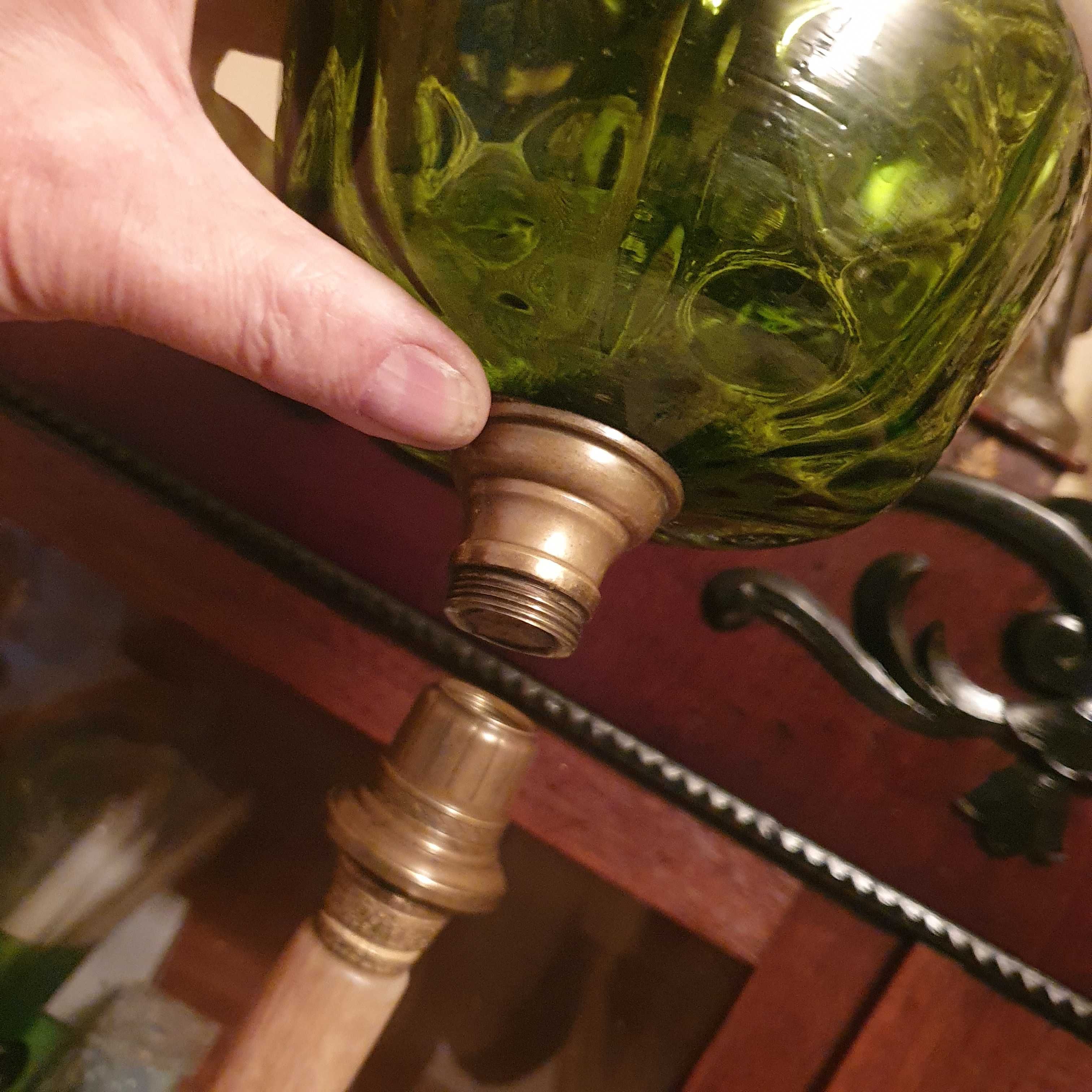 Wielka=sprawna lampa naftowa z kamienia i brązu=92 cm.