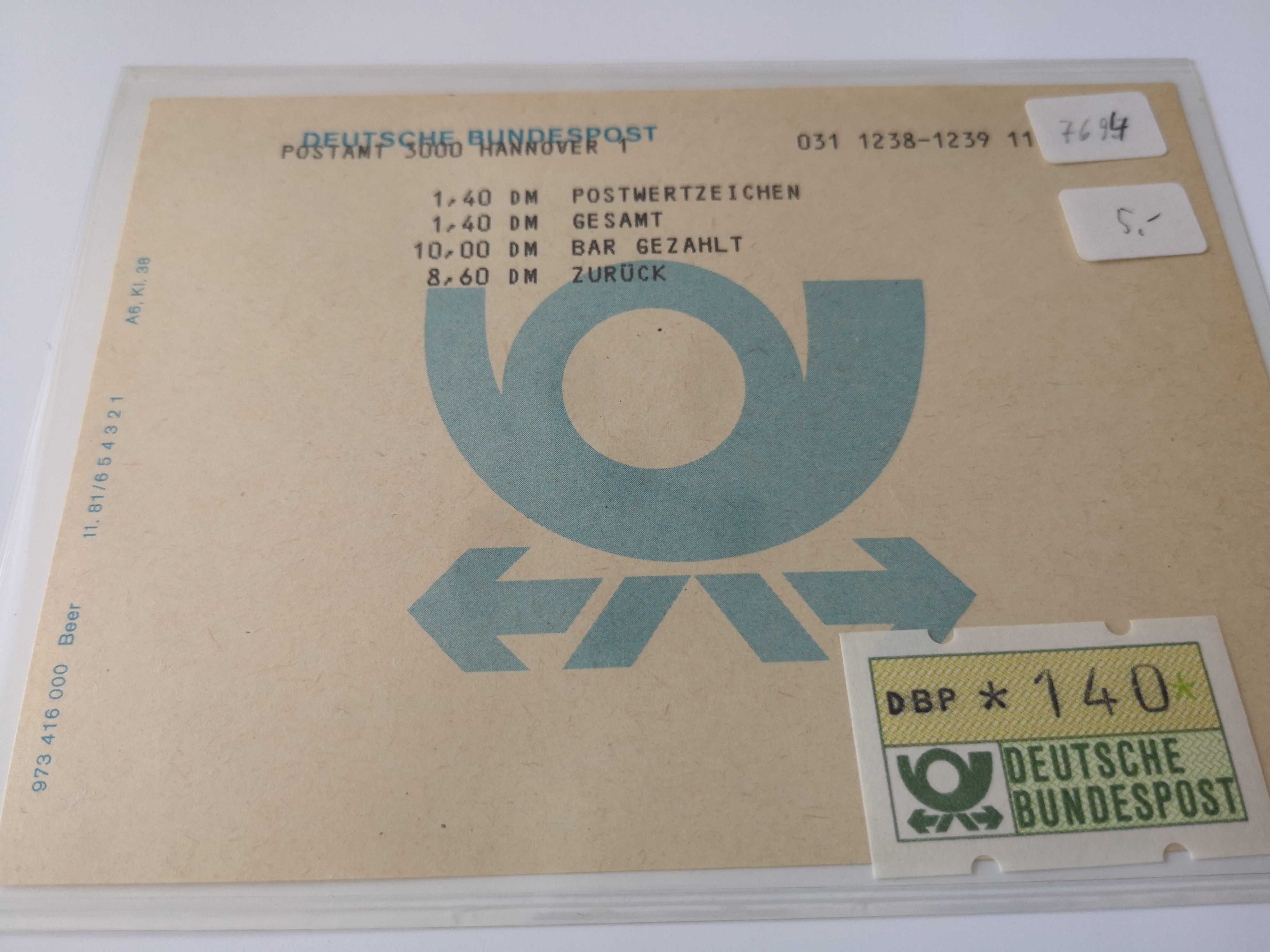 Znaczki z automatu Niemcy Deutsche Bundespost 1984