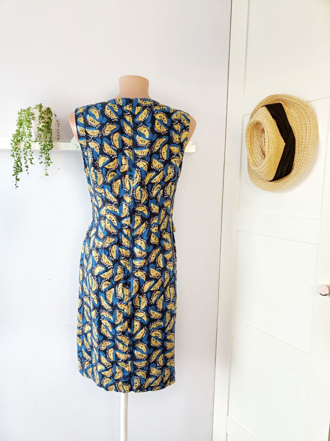 Hobbs lniana sukienka cytryny premium 100% len M/38 fruit print lato