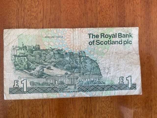 Nota antiga Escócia One Pound Março de 1992