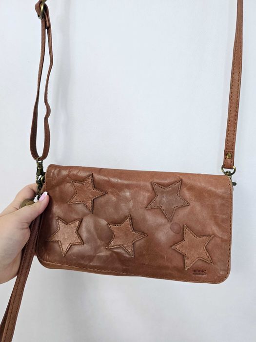 Torebka listonoszka skóra naturalna skórzana brązowa Mimic Copenhagen