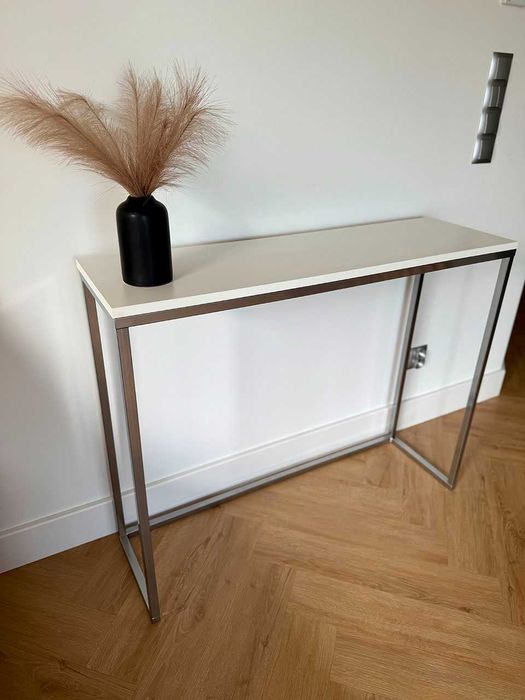 Konsola do przedpokoju 100 cm - biały mat / chrom