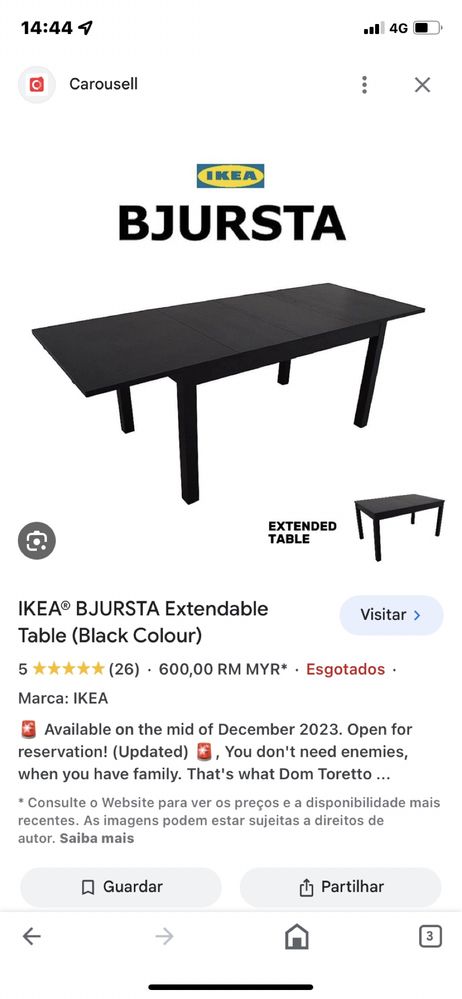 Mesa extensível ikea