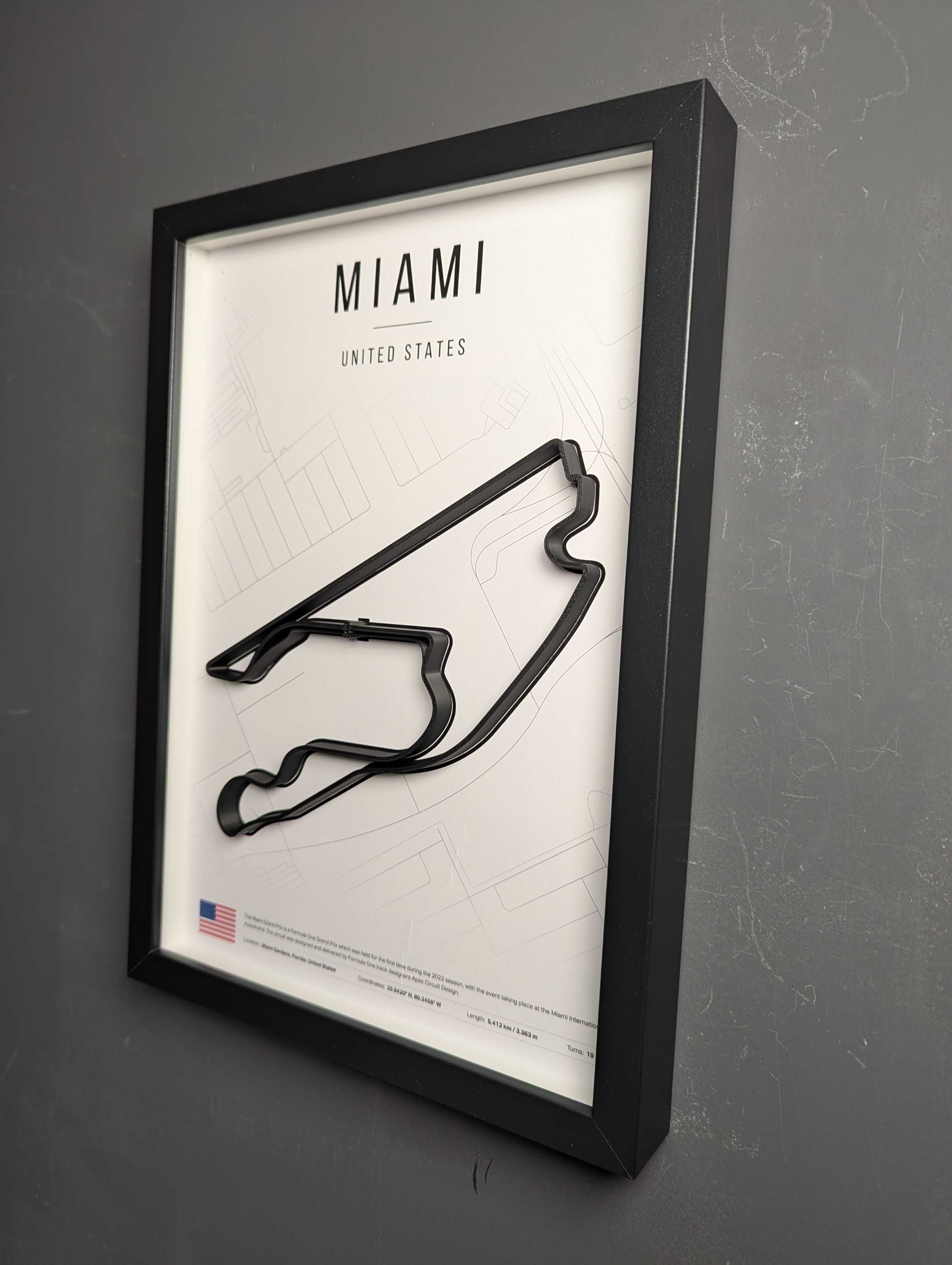Об'ємна Рамка з 3D Трасою MIAMI Circuit Маямі 32x23x3 F1 USA GP