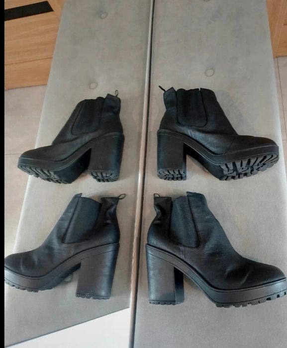 Czarne damskie botki na obcasie trapery kozaki zimowe roz 41 Lasocki