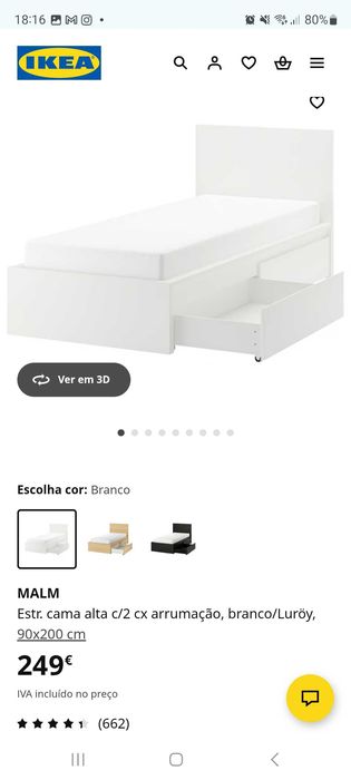 Vendo Cama solteiro com duas gavetas e colchão