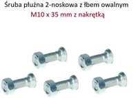 Śruba płużna 2-noskowa z łbem owalnym Kramp, M10 x 35 mm z nakrętką