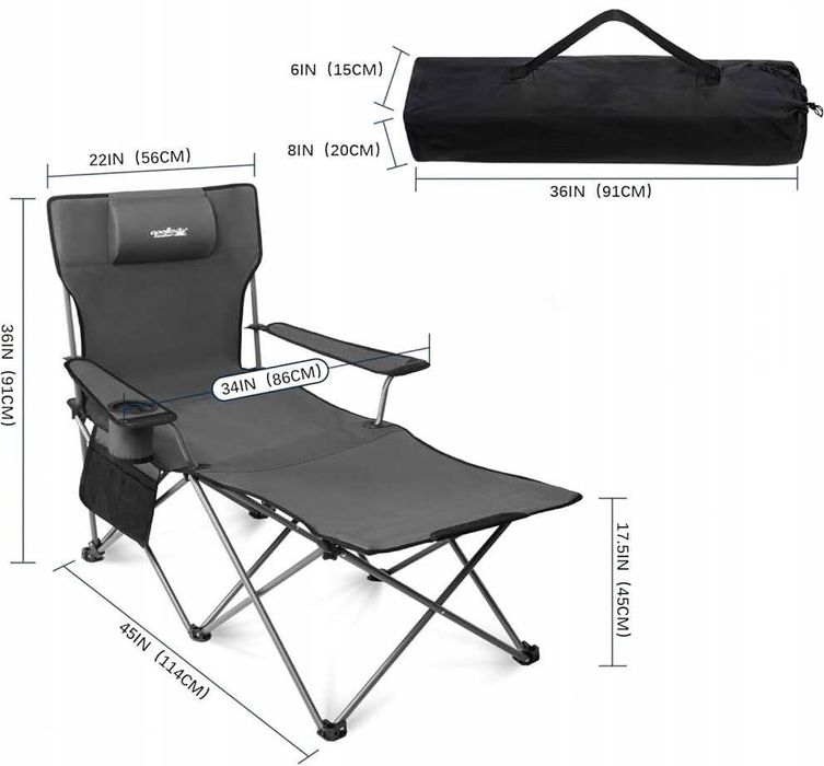 Apollo walker Krzesło kempingowe, leżak z oparciem do 150kg, A-.