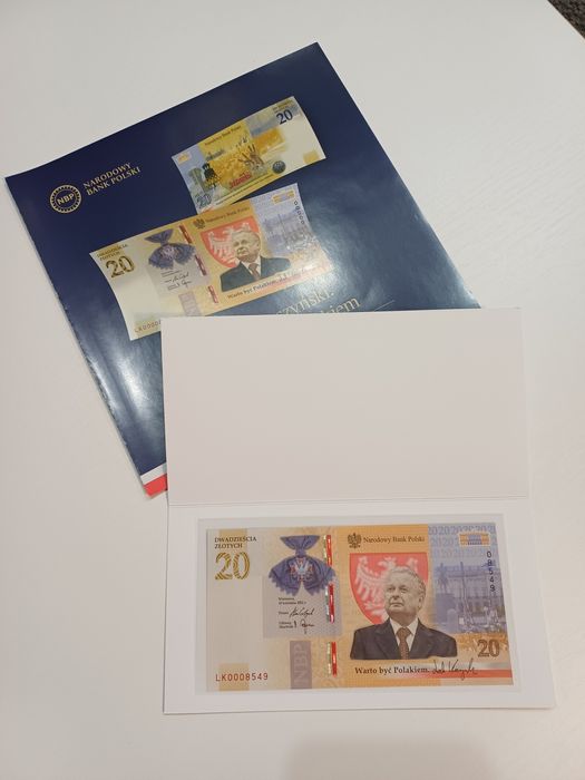 Niski numer 20 złotych Lech Kaczyński banknot kolekcjonerski