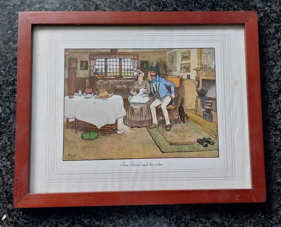 Quadro alusivo a um conto de Charles Dickens "Tom Smart and the widow"